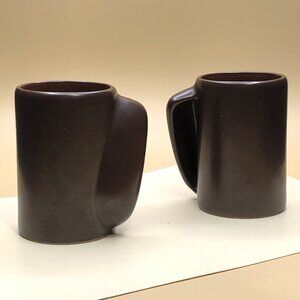 Vintage BEAUCE Ceramic Chocolate Brown Mug by Designer Jacques Garnier Set of 2
